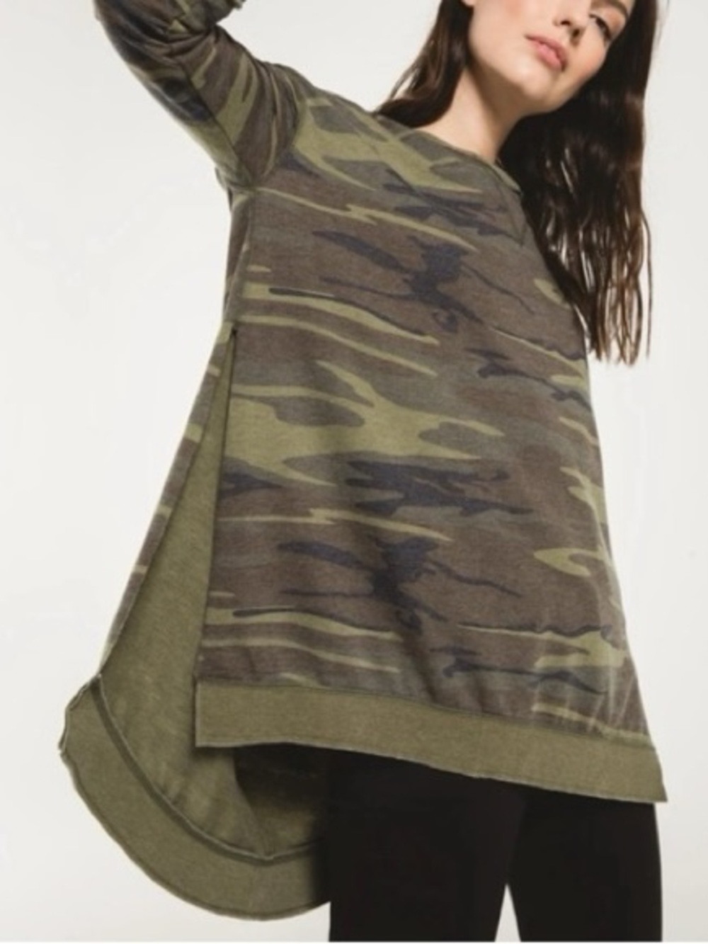 Women's Camo Crew Sweatshirt - Olive/Khaki